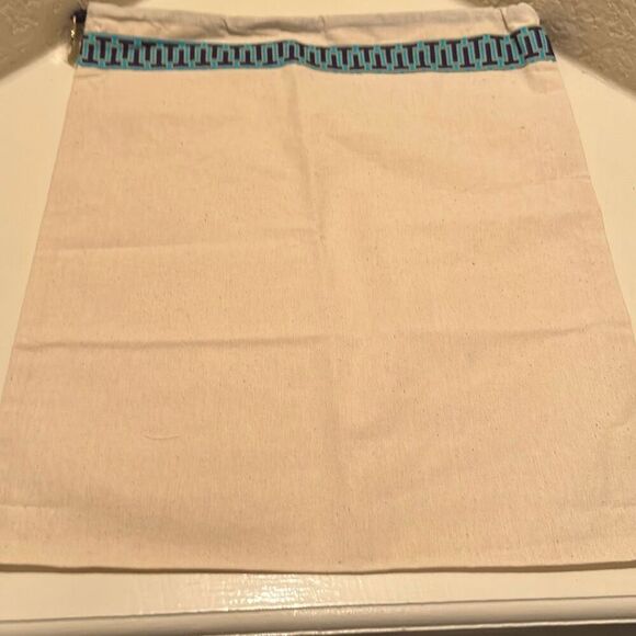 Tory Burch Natural Beige Dustbag Blue Pattern Trim Drawstring Storage Giftbag - Picture 1 of 6